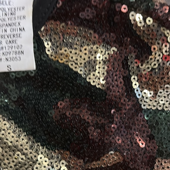 Fashion Nova Sequin Camo Dress - Gold, Green, Brown - Picture 3 of 5